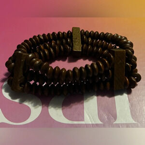 Beautiful Brown Wooden 3 Row Bracelet